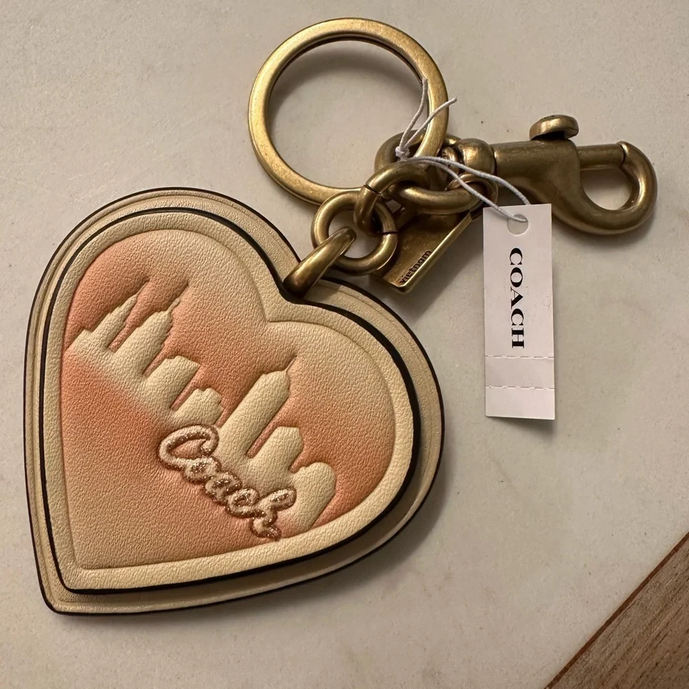 NWT! NEW! Coach x Jennifer Lopez Gold Heart Keychain Bag Charm Limited Edition